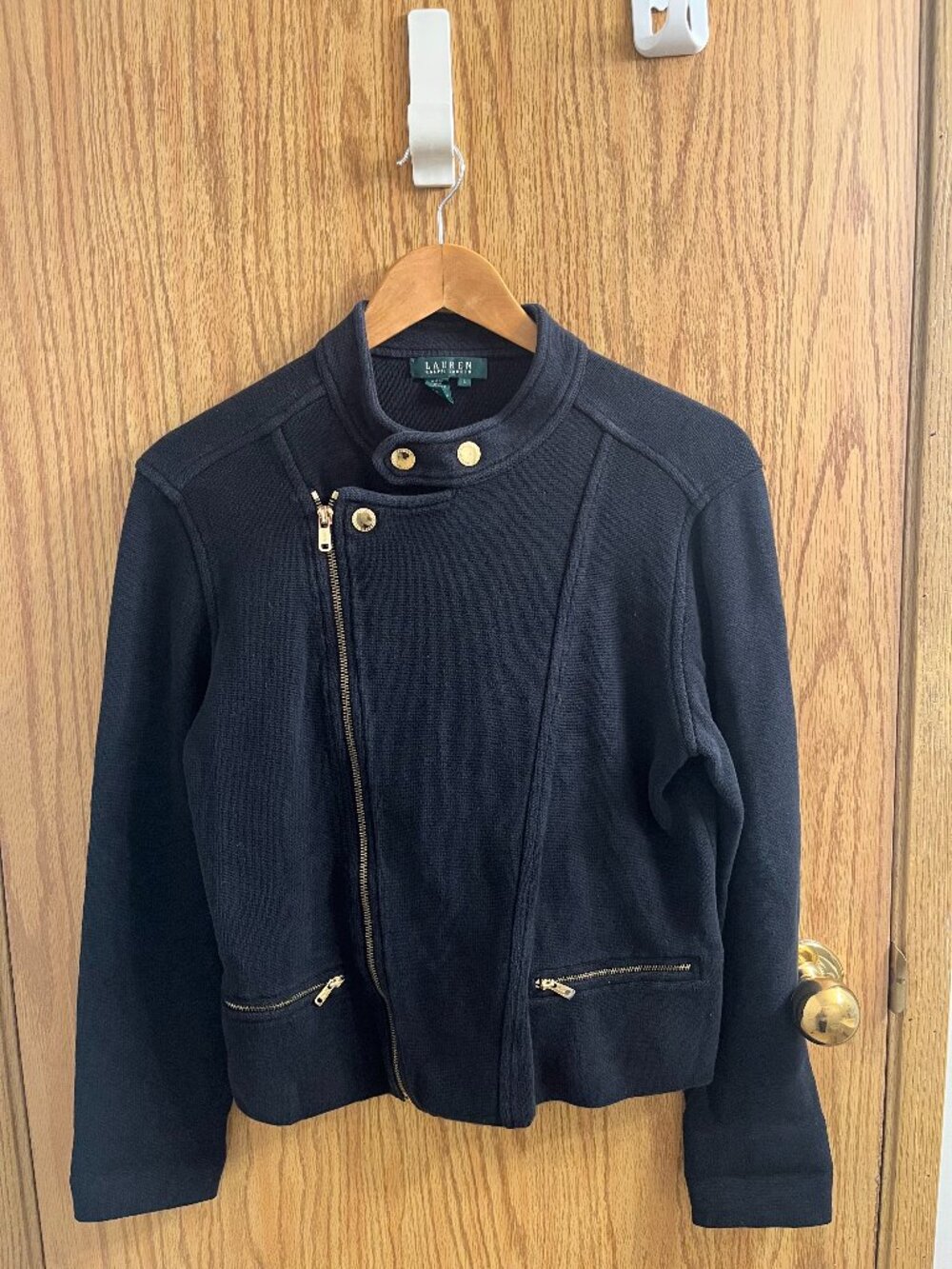 Y2K Vintage Lauren Ralph Lauren Knit Moto Jacket - Picture 2 of 11